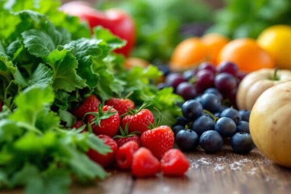 Fresh fruits and vegetables for healthy digestion.