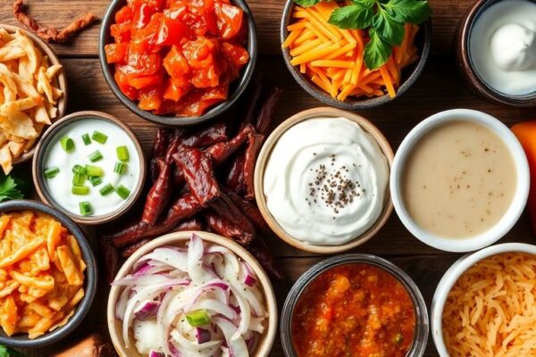 Diverse fermented foods from different cultures on a table.